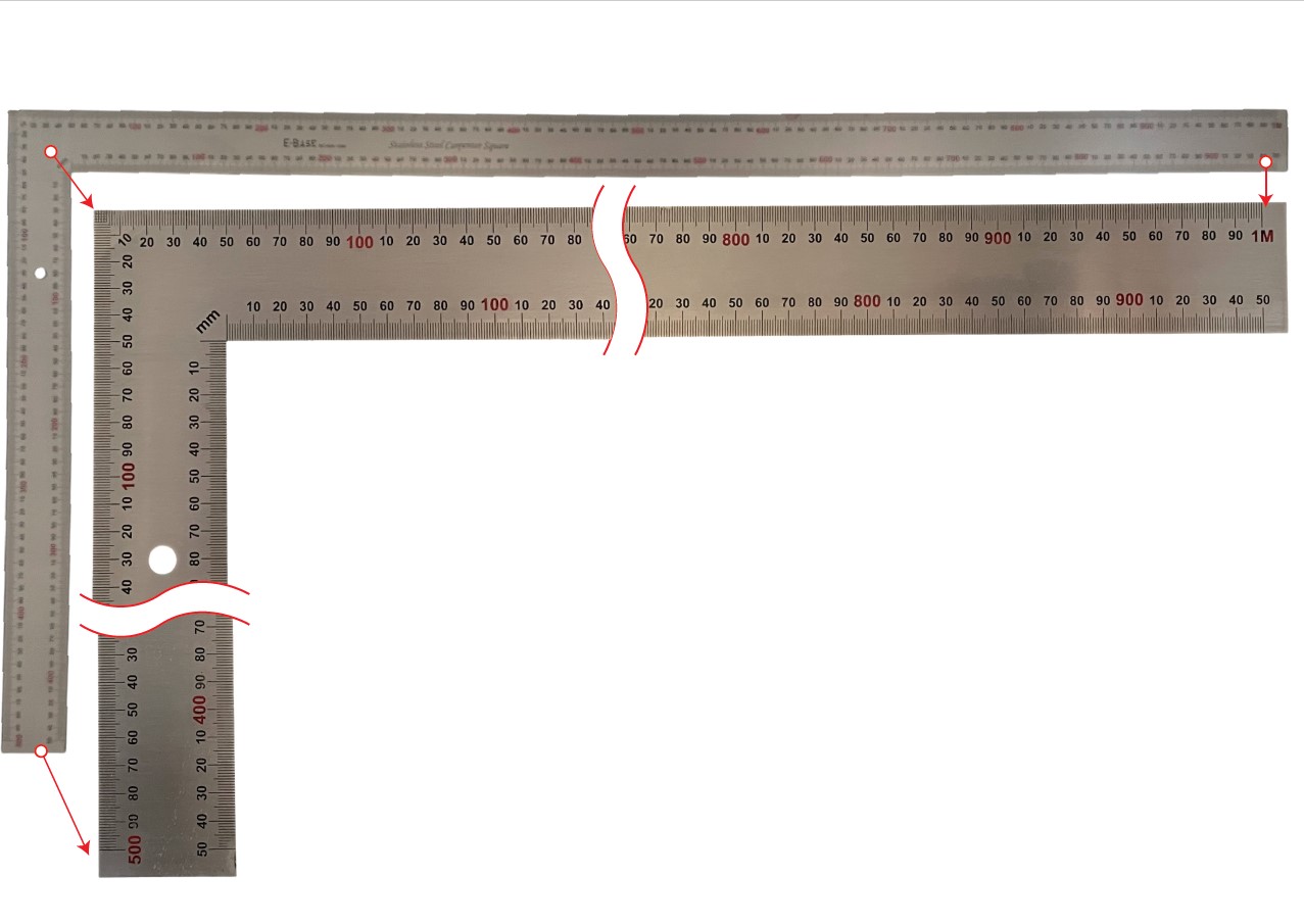 不鏽鋼蝕刻角尺1000x500mm/全公制E-Base